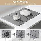 Large Stone Drying Mat for Kitchen Counter24"x16", Misty Gray, Diatomaceous - Image 2