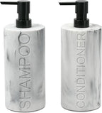 Marble Resin 2 Piece Shampoo and Conditioner Dispenser Set, Luxurious by IndecorHome