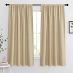 RYB HOME Curtains for Bedroom 63 inches Long, W 34 x L 63, Biscotti Beige by RYBHOME