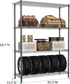 IZEUK 1400 LBS Garage Black Shelving Wide Storage Shelves 4 Tier Adjustable - Image 3