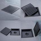 RANDOM Matte Black Square Shower Drain 6 Inch Drain Cover 304 Stainless Steel - Image 8