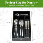 Small Wooden Silverware Organizer Tray Narrow Kitchen Drawer Dividers Utensil - Image 3