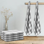 Kitchen Towels Set of 6 Grey/White Checks 20x30 Inches 100% Cotton Highly - Image 3
