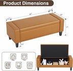 48.8" Storage Ottoman Bench Brown | Faux Leather Bedroom Bench - Image 2
