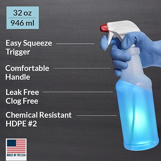 Pinnacle Mercantile Plastic Spray Bottles Leak Proof Technology Empty 32 oz - Image 5