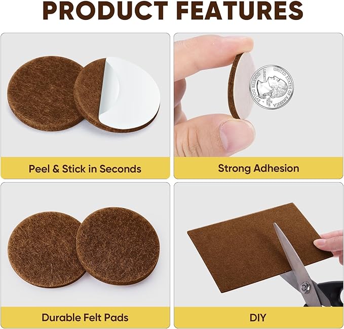 BALEINE 300PCS Felt Furniture Pads, Scratch-Reducing Floor Protectors - Image 4