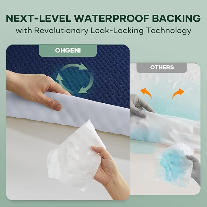 OhGeni 100% Waterproof Mattress Protector, Full Size Mattress Pad, Fits 6"-20" - Image 4