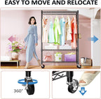 IZEUK 3 Tier Heavy Duty Rolling Garment Rack Wire Clothes Rack - Image 3