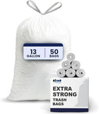 Plasticplace 13 Gallon Trash Bags │ 1.2 Mil │ White Extra-Large Drawstring by Plasticplace