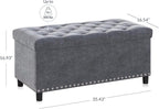 BELLEZE 35" Tufted Ottoman, Storage Bench - Image 2