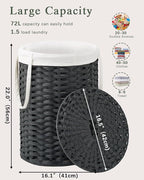 Laundry Hamper with Lid Laundry Basket with Lid 19.0 Gal Round Wicker Laundry - Image 4
