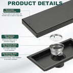 uxcell Rectangular Shower Drain, Brushed 304 Stainless Steel Odor-Proof Floor - Image 3