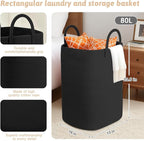 Laundry Basket, Woven Cotton Rope Laundry Hamper, 80L Versatile Storage - Image 2
