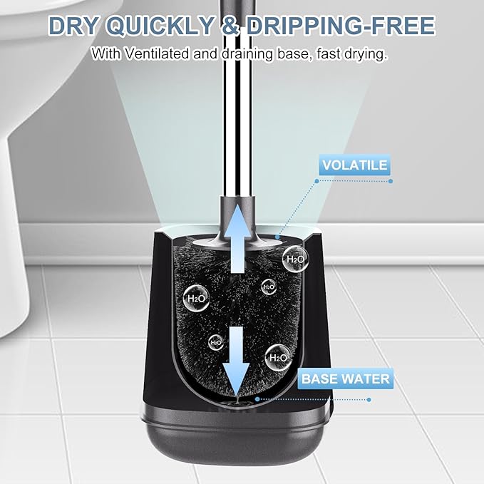SetSail Toilet Brush and Holder 2 Pack, Self Closing Lid Toilet Bowl Brushes - Image 5