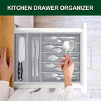 Bellsal Grey Utensil Organizer 12.5 Inch Silverware Tray - Image 2