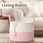 Woven Blanket Basket, 65L Large Rope Storage Bin - Image 5