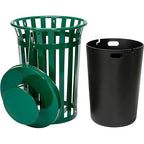 Global Industrial Heavy-Duty 36 Gallon Capacity Outdoor Metal Slatted Trash - Image 2