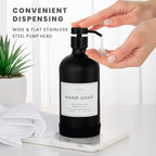16oz Glass Soap Dispenser with Stainless Steel Pump, 21 Waterproof Labels - Image 4