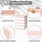 BALEINE Laundry Hamper with Lid, Tall Laundry Baskets with Bamboo Pull Handles - Image 3