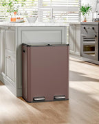 16 Gal Dual Trash Can, Stainless Steel Kitchen Garbage Bin, Recycle Dustbin - Image 7