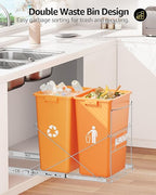 Double 37 Quart Pull Out Trash Can Under Cabinet, Under Sink Trash Rack - Image 3