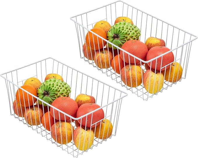 16" L x 12" W Wider Freezer Storage Organizer Baskets Container, Metal Wire - Image 5