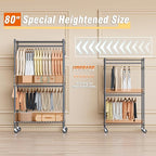 Homdox Garment Rack Heavy Duty, 3 Tier Rolling Clothing Racks - Image 2