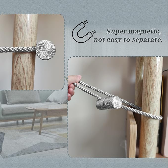 Hion Magnetic Curtain Tiebacks Grey 2pcs, Curtain Tiebacks Buckles Holdbacks - Image 7