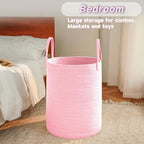 Large Woven Laundry Basket Hamper, 80L Cotton Rope Storage Bin - Image 4