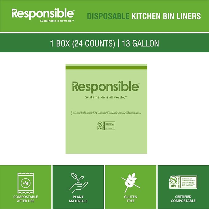 Responsible Products Kitchen Bin Liners, Certified Compostable, Heavy Duty - Image 5