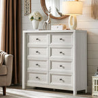 41" Tall White Dresser, Farmhouse 8 Drawers Dressers by StandifurnoFurniture