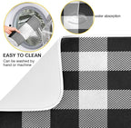 White and Black Buffalo Plaid Dish Drying Mat 16x18 - Image 2