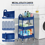 EAGMAK 3 Tier Utility Rolling Cart, Metal Storage Cart - Image 2