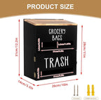 2 in 1 Trash Bag Dispenser, Double Wall Mounted, Wood Trash Bag Holder - Image 2