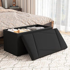 Folding Storage Ottoman Bench, 30 Inches Storage Chest, End of Bed Bench - Image 2
