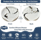 Self Draining Soap Dish, Silicone Suction Cup Soap Holder Tray Savers Container - Image 3