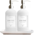 Vine Creations Glass Soap Dispenser, 2 Pack Kitchen Soap Dispenser Set by VineCreations