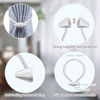 Hion Magnetic Curtain Tiebacks White 2pcs, Curtain Tiebacks Buckles Holdbacks - Image 3