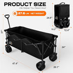 300L Extra Large Collapsible Foldable Wagon, 440lbs Load Capacity 48''L - Image 4