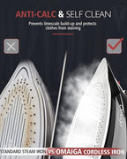 Cordless Iron for Clothes, 1500W Steam Iron Rapid Heating, Non-Stick Ceramic - Image 7