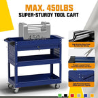3 Tier Rolling Tool Cart with Drawers, 450 LBS Capacity Tool Cart on Wheels - Image 3