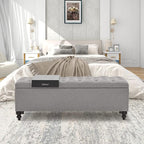 Storage Ottoman 50.2 Inches Upholstered Fabric Storage Ottoman Bench，Button - Image 4