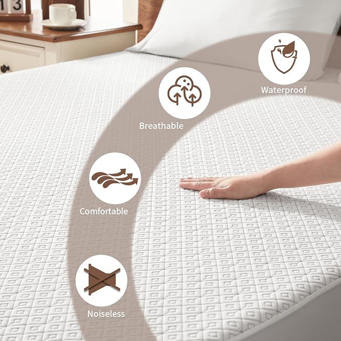 BEDLORE Full Size Mattress Protector, Waterproof Noiseless Mattress Cover - Image 2