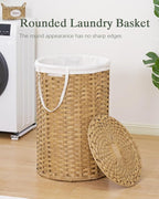 Large Laundry Hamper Laundry Basket Round 34.3 Gal Handwoven Wicker Laundry - Image 2