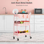 Danpinera 3-Tier Rolling Cart, Metal Storage Cart - Image 7