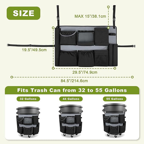 32-55 Gallon Trash Can Caddy Bag, Garbage Bin Apron Caddy - Image 2