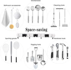 3 Racks and 4 Hooks Broom and Mop Holder Wall Mounted Garage Organizer Storage - Image 4