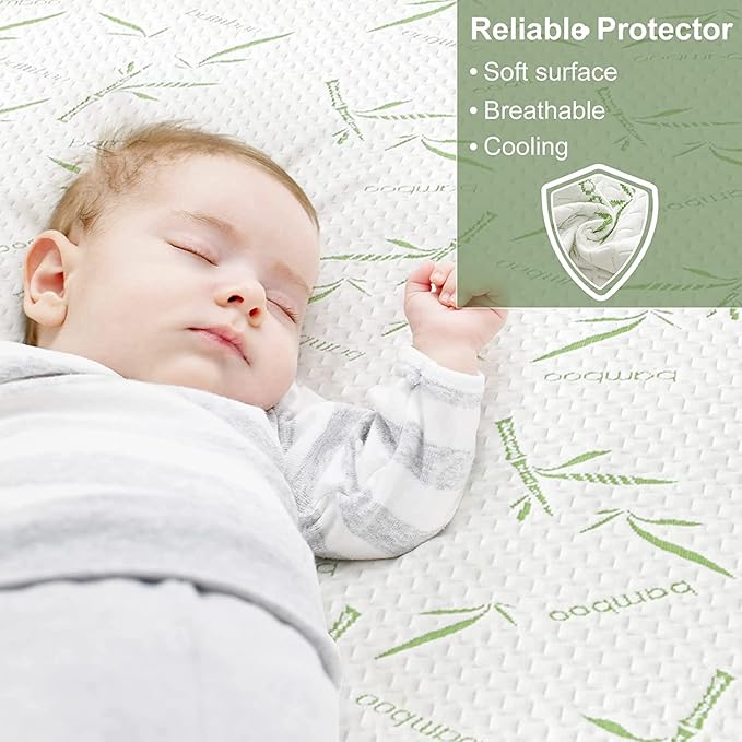 King Waterproof Mattress Protector, Rayon Made from Bamboo Mattress Pad Cover - Image 2