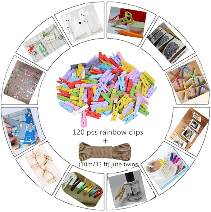 DurReus 50 Piece Small Wood Clips Mini Clothespins - Image 4