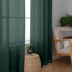Chyhomenyc Hunter Green Sheer Curtains 63 Inch Length 2 Panels, Rod Pocket - Image 3